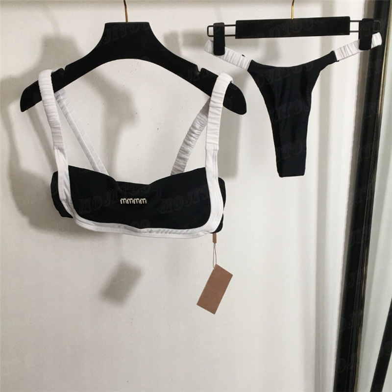 Designer Split Bikini badkläder Kvinnor Rhinestone Letter Swimsuit Sling Bh Triangle Briefs Underwear Sets mode Sexig underkläder