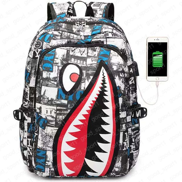 Designer Sprayground Backpack Nouveau sac d'école pour enfants spécialisé Sac élève Shark Impression personnalisée grande capacité Lightweight Casual Minimalist Sac 197