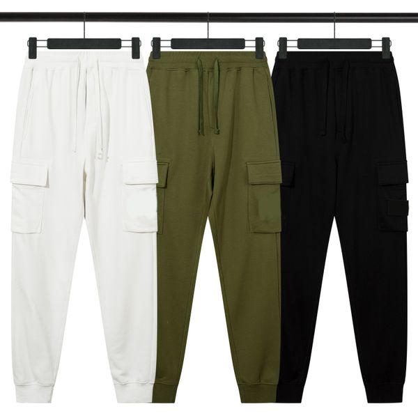 Pantalones deportivos de ocio al aire libre con múltiples bolsillos de algodón de alta calidad para primavera y otoño de diseñador en colores negro, blanco y verde