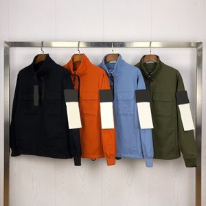 Designer Spring et hiver lavé à demi-zip Pullover Jacket Jacket Epaulets brodé pour les hommes et les femmes en option