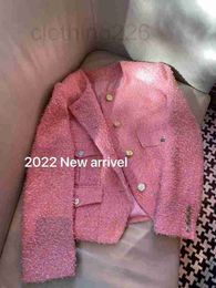 Diseñador Primavera Moda Trajes de negocios Blazer Boda Cóctel Mujeres Lujo Alta calidad Rosa Tweed Chaqueta Damas Chic Prendas de abrigo 29VD