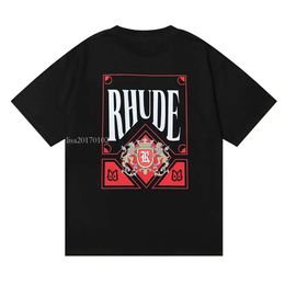 Diseñador Spring Summer Rhude Shuth Man T Shirts Mujeres Tees Skateboard Men de manga corta Camiseta de camisetas para hombres
