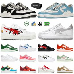 Diseñador Sta Casual Shoes Low Women Men zapatillas de zapatillas Patente Blanco Black Black Camuflaje Skateo Jogging Sports Faiters Outdoor