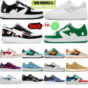 Designer Sta Casual Chaussures Sk8 Low Hommes Femmes Cuir Verni Noir Blanc Abc Camo Camouflage Skateboarding Sports Bapely Baskets Baskets Shark bapesla