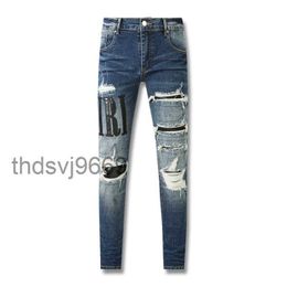 Designer Stack Jeans Europese Paarse Jean Mannen Borduren Quilten Gescheurd voor Trend Merk Vintage Broek Heren Vouw Slim Skinny Fashion s 28-40 0KKV
