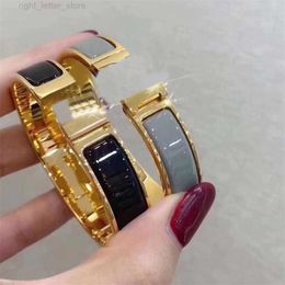 Designer roestvrijstalen armbanden voor dames pulsera heren luxe emailarmband aangepaste vaders dag 18k goud verzilverde armbanden met doos