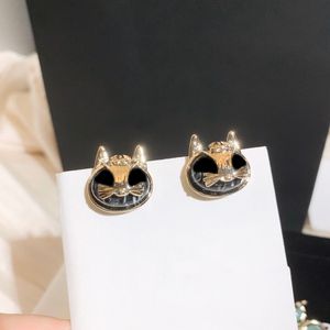 Designer roestvrijstalen charme stud oorbellen luxe merk brief kat zilver goud vergulde modieuze oorranglus drop ingelegde kristal mode sieraden