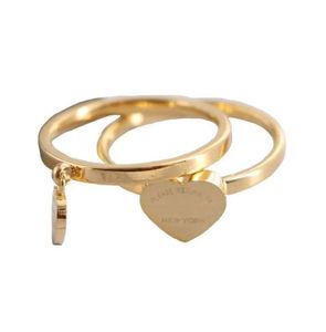 Designer en acier inoxydable amour argent or coeur anneaux bague pour dame femmes fête amoureux de mariage cadeau fiançailles couple bijoux