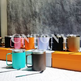 Vasos de acero inoxidable de diseño, tazas con tapa con mango de silicona y tazas con cuchara, botellas de agua con aislamiento al vacío