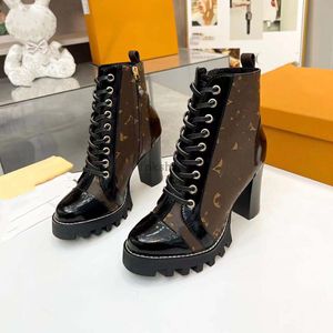 Designer Star Trail bottines conçoit des talons hauts bottines femmes noir en cuir de veau toile zip bottines chaussures 35-42 05