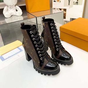 Designer Star Trail bottines conçoit des talons hauts bottines femmes cuir de veau noir toile zip bottines chaussures 35-42 01