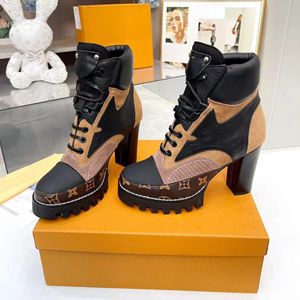 Designer Star Trail Bottines Designs reconnaissables Talons hauts Bottines Femmes Cuir de veau noir Toile Zip Bottines Chaussures 35-42 04