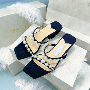 Sandalias de tacón alto con perlas estrelladas de diseñador, zapatos de mujer con punta cuadrada y parte inferior suave, nuevo estilo