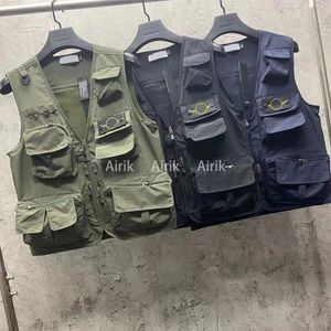 Diseñador Stone Chalecos para hombres Chaquetas de bolsillo Chaqueta Island Parkas Manga larga Cremallera Insignias Hombres Camiseta Abrigo casual Cazadora Embrodiery para hombre