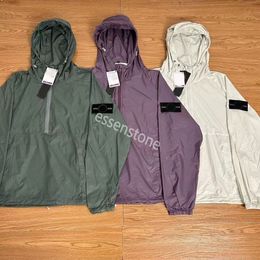 Vestes de poche en pierre de créateur veste d'île fermeture éclair à manches longues Badges hommes t-shirt manteau décontracté coupe-vent broderie chemises pour hommes manteaux d'automne en vrac taille américaine m-2xl