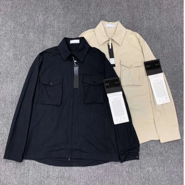 Designer Stone Pocket Vestes Island Jacket Manches longues Zipper Badges Hommes Tshirt Casual Manteau Coupe-Vent Broderie Hommes Chemises Manteaux 688sss