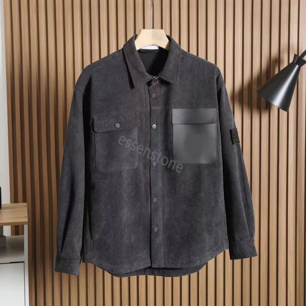 Vestes de poche en pierre de créateur veste à manches longues bouton de fermeture à glissière Badges hommes t-shirt manteau décontracté coupe-vent broderie chemises pour hommes manteaux d'automne taille asiatique m-2xl