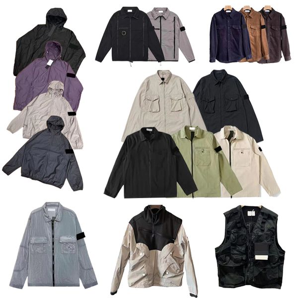 Designer Stones Island Jackes Badges Zipper Chemise Veste Lâche Style Printemps Automne Hommes Top Oxford Respirant Portable High Street Vêtements