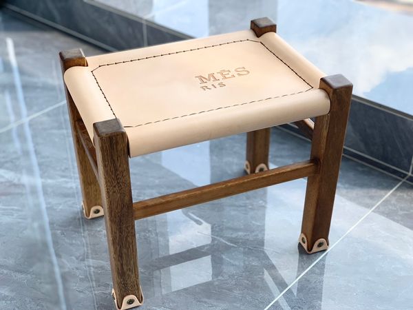 Tabouret design en cuir de noyer pour adulte, double usage, nouvelle chaise chinoise Portable en bois massif