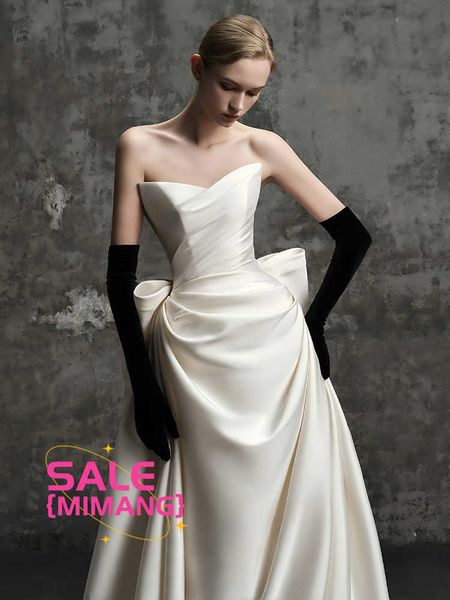 Robe de mariée légère sans bretelles pour la mariée en 2024 Nouvelle robe principale d'été en satin de style poissonne en satin robe de texture haut de gamme robe de texture haut de gamme