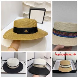 Diseñador Sombrero de paja Sombreros de cubo para mujeres Hombres caballero de lujo Gorra Sombreros de ala ancha abeja letra G para hombres y mujeres sombrero para el sol playa summen
