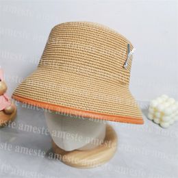 Diseñador Sombrero de paja Mujeres Carta de hierba Histura tejida de lujo Marca de sombrero de lujo Marcas Sunhat Fashion Worth Brim Hats Flat Top Top Summer Gat de verano