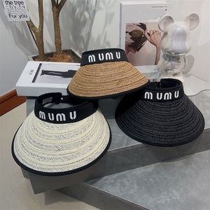 Designer Stro Zonnehoed Emmer Hoed Gebreide Muts Voor Mannen Vrouw Emmer Hoed Petten Lege Top Zonnehoeden Cap Zomer strand Zonneklep Cap 3 Kleur