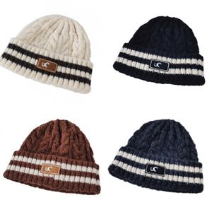 Bonnet Slouchy rayé de créateur, casquettes d'hiver Baggy Slouchy, chapeau de loisirs de divertissement athlétique tricoté épais pour hommes et femmes