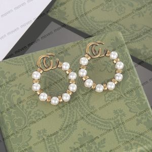 Boucles d'oreilles de styliste pour femmes, boucles d'oreilles en or, Vintage, lettres creuses, bijoux de fête de personnalité avec boîte d'emballage