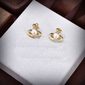 Boucles d'oreilles de pote de créateurs Viviane Luxury Femmes Bijoux de mode Orets d'or Metal Pearl Earl Cjeweler Westwood Woman 252