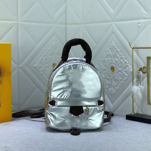 Designer Silver Leather Student School Style Backpack Bag