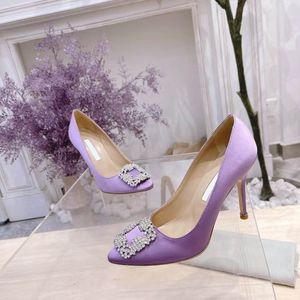 Zapatos de vestir de estilo de diseñador para mujer Punta estrecha Sandalias de diamantes de imitación con hebilla cuadrada sexy Tacones de boda de fiesta de lujo