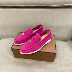 Designer Suede Loro Casual schoenen Vrije tijd Sneakers Merk Flats Trainers voor dames Loafers met ronde neus Mentale decor Chic Slip-on Dikke zool Maat 35 - 45