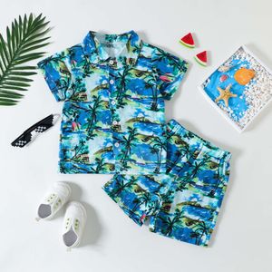 Costume de créateur pour enfants, beau garçon, chemise d'été, Style vacances en bord de mer, Short à manches courtes, Y513