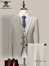 Designer Pak Chinese stijl herenpakken jas High-end borduurwerk Brits pak formele zakelijke herenpak driedelige bruidegom trouwjurk slank fit pak 408