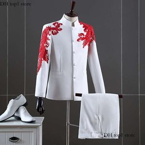 Designer Pak Chinese stijl herenpakken jas High-end borduurwerk Brits pak formele zakelijke heren pak driedelige bruidegom trouwjurk slanke past pak 301