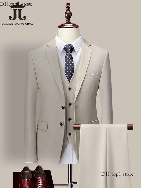 Costume de créateur de style chinois pour hommes de la veste de broderie haut de gamme British British Business Mens Suit en trois pièces Robe de mariée Slim Fit Suit 408