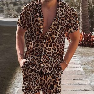 Costume de créateur européen pour hommes, chemise ample décontractée, ensemble de plage hawaïenne, impression numérique, manches courtes, Jdqy