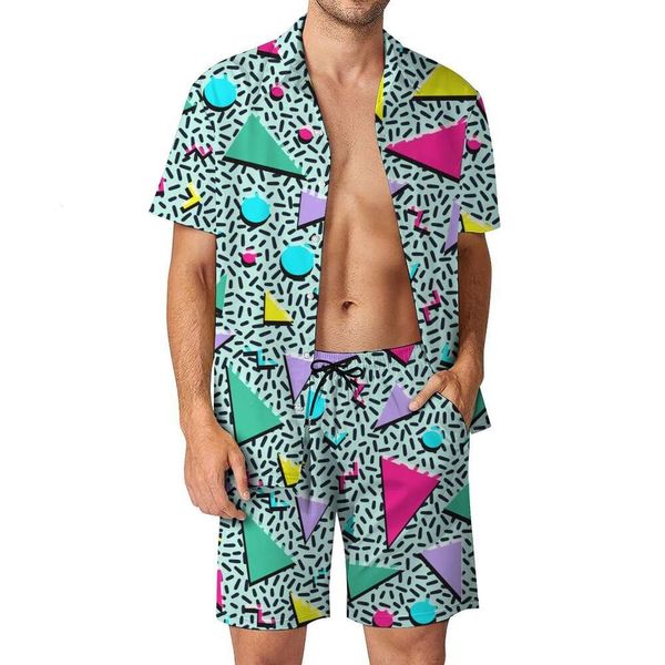 Traje de diseñador para hombre europeo casual camisa suelta conjunto hawaii impresión digital playa pantalones cortos de manga corta oqrq