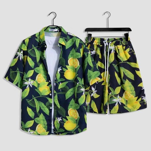 Traje de diseñador Quick Wave Verano Playa Camisa para hombre Vacaciones hawaianas Manga corta Flor de moda Protector solar Cover Up Set Kjqh