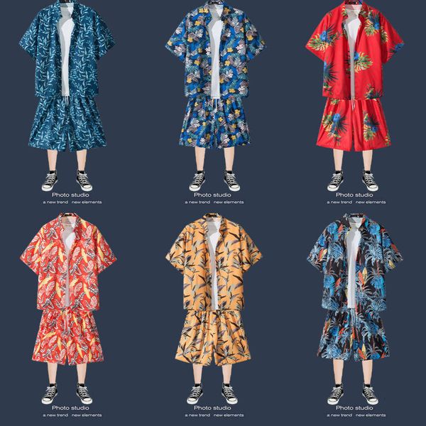 Traje de diseñador Camisa de manga corta Conjunto para hombre Vacaciones en la playa Hawaii Tailandia Pareja casual suelta Viaje Sanya Ropa FNWH