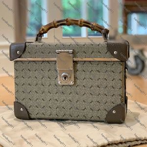 Valise de styliste avec poignée supérieure, sac à bandoulière, sac de maquillage commun en bambou, étui à cosmétiques de qualité miroir, boîtes à bijoux de voyage, toile rouge, doublure en coton et lin