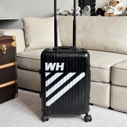 Designer koffer grote capaciteit koffer bagage met wielen aluminium legering dozen trolley case letter stipe tas koffers komcases