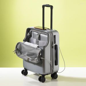 Designer koffers 20/22/24/26 inch koffer voorslot instapkofferOpening ontwerp trolley reisbagage Multifunctioneel universeel wachtwoord