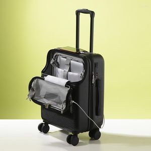 Designer koffers 20/22/24/26 inch koffer voorslot instapkofferOpening ontwerp trolley reisbagage Multifunctioneel universeel wachtwoord