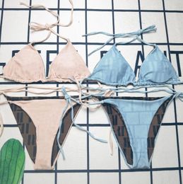 Designer zomer bikini mode dames brief bedrukte stoffen sexy nylon riem zwempak letters vorm badmode strand kleding