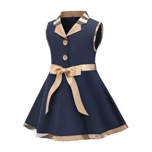 Designer Summer Checkered Dresses for Baby Girls Sleeveless Luxury Brands Kids Clothes Toddler Princess Dress for Girls Clothing Q0716