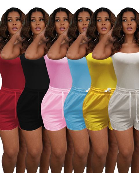 Diseñador de ropa de verano Chándales de mujer trajes de letras bordadas monos sin tirantes y pantalones cortos de algodón Conjuntos de dos piezas Tallas grandes 2X Chándales negros casuales 9339