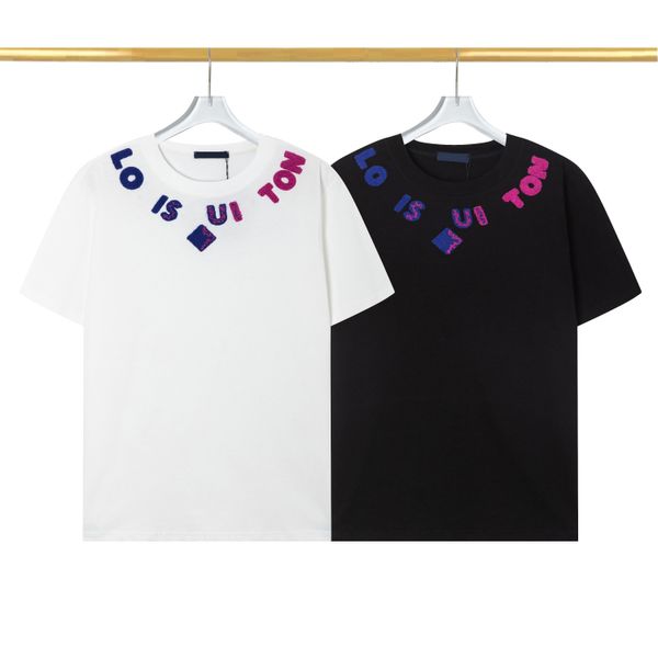 T-shirt pour hommes Designer Couple d'été à manches courtes LETTE DE LABLE MODE COLDE BLANCE COTTON ROUND T-shirt Loose Mode coréenne M-3XL