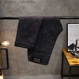 Jeans d'été de créateur pour hommes Jeans pour hommes New Nina Grey Slim Fit Feet Elastic Casual Versatile High end Long Pants Men's Fashion Brand